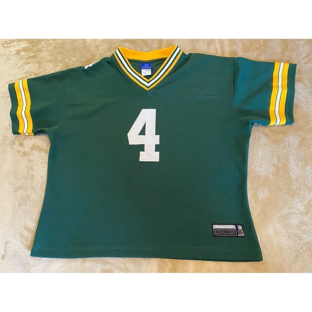 NFL Jersey Green Bay Packers WI Favre 4 Embroidered Sewn XL Reebok Women s57
